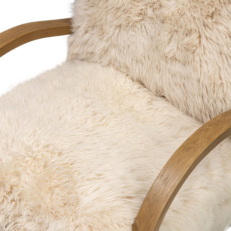 Fauteuil Parkhill, Chêne fumé vieilli, Fourrure champagne mongole