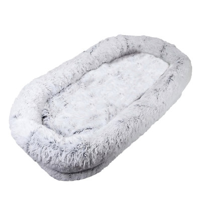 Lit de sieste de 71 po x 45 po x 14 po avec fausse fourrure lavable, pour les humains et les animaux de compagnie