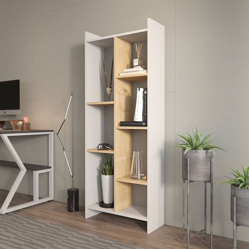 Leniah Bookcase, White/Sapphire Oak, Sapphire Oak