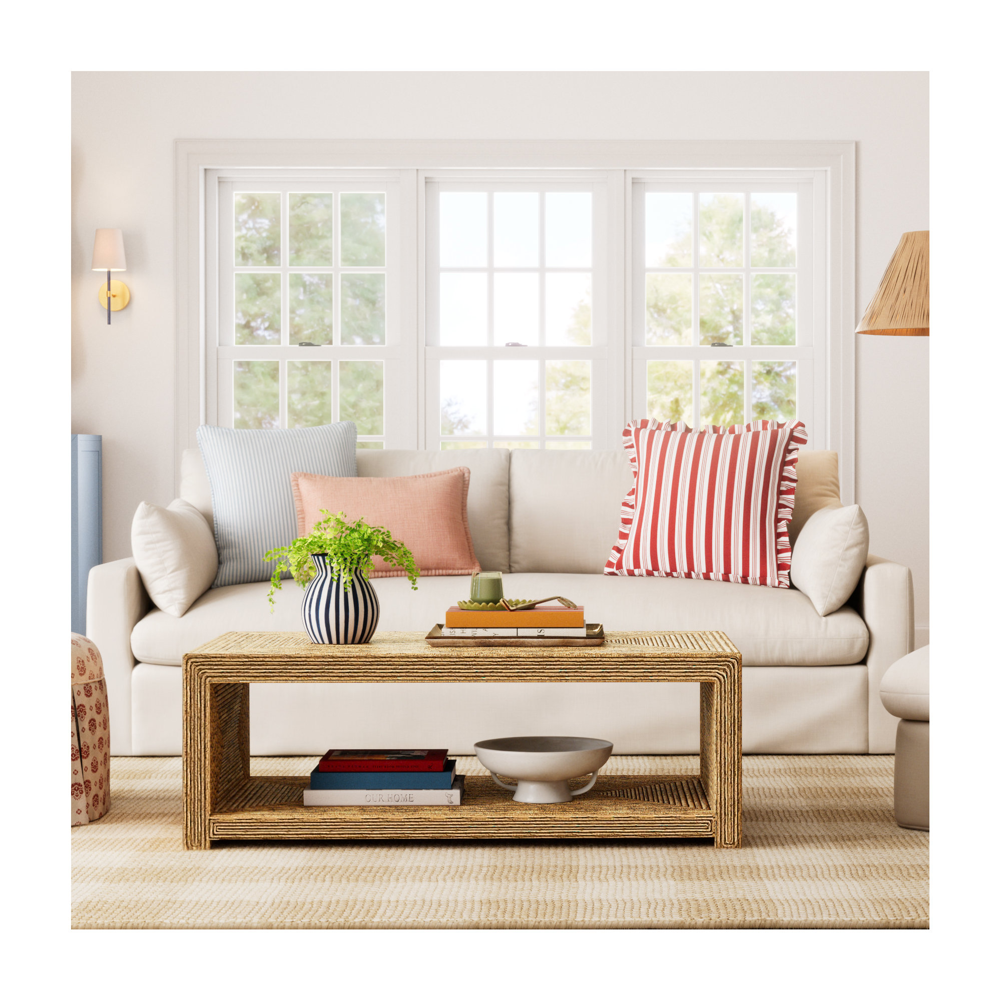 Luna 90'' Upholstered Sofa, Bayou Natural Canvas