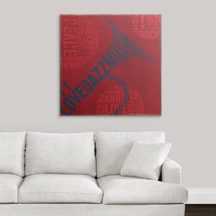 «William Type Trumpet Square» par Michael Mullan - reproduction d'art textuel, H 35 po x l 35 po x P 1,5 po, Toile