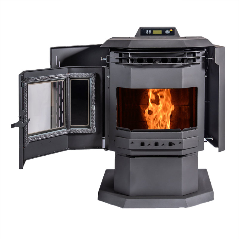 2400 Square Feet Direct Vent Freestanding Wood Pellets Stove with Blower and with Adjustable Thermostat