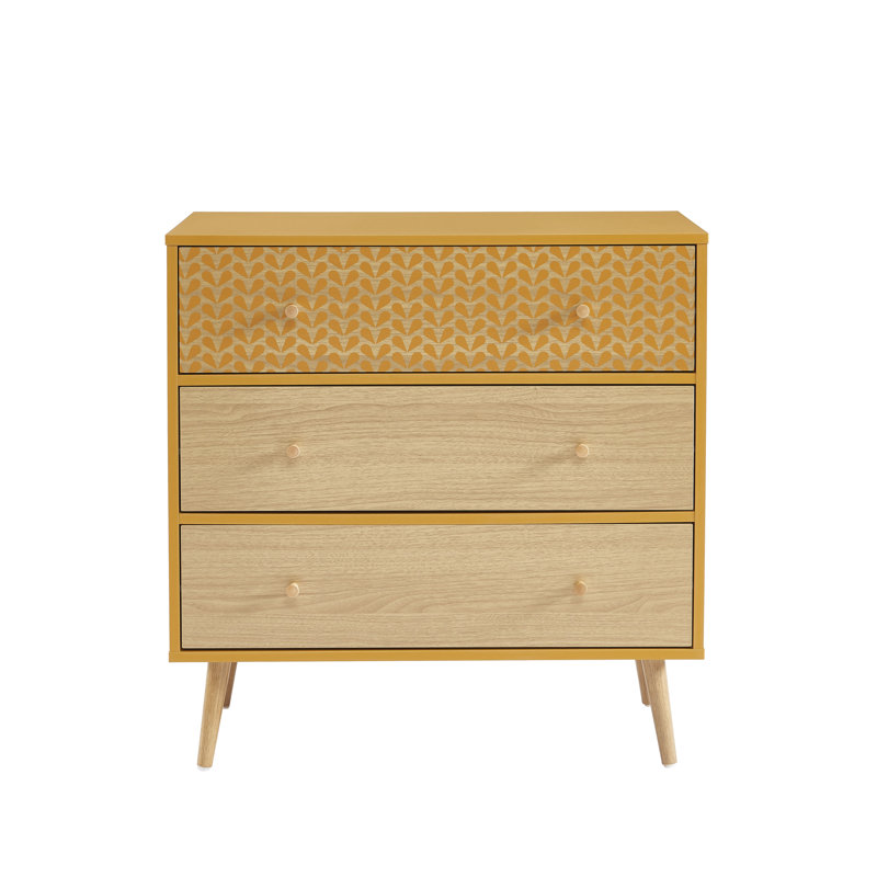 Ramah 78cm W 3 - Drawer Chest of Drawers, Ocher/Oak