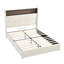 Structure de lit grand format en velours capitonné avec veilleuse intégrée, tablette de chargement USB et tête de lit à boutons en cristal, beige