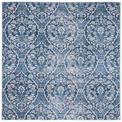 Avira Damask Navy/Light Gray Area Rug