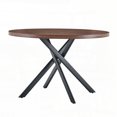 Round Foldable Dining Table with 1.58" Thick Top and Radial Pin-Tech (Oak, 46.46")