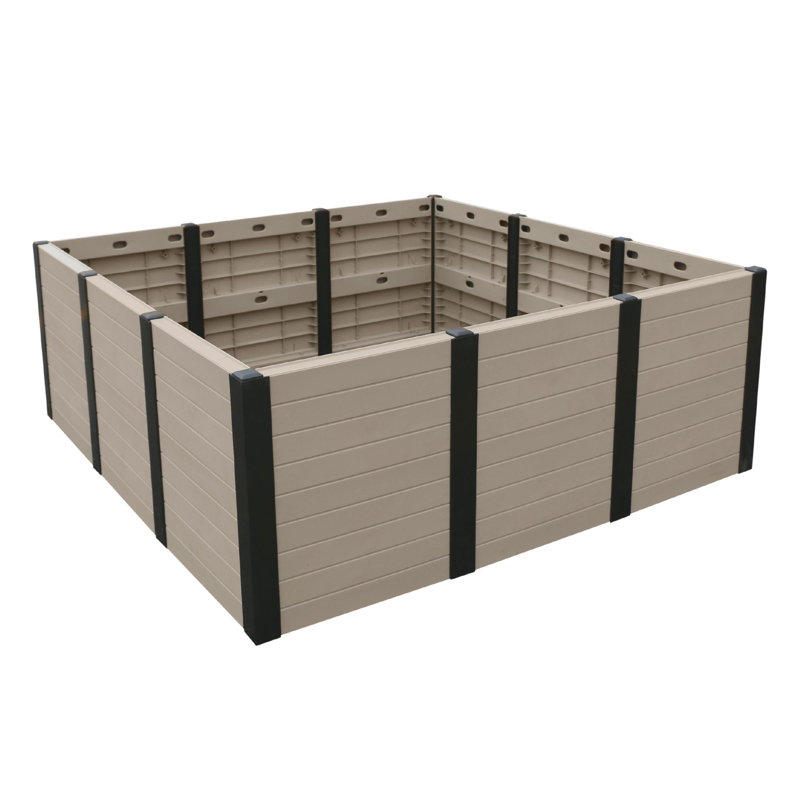 Lit de jardin surélevé de 48 po x 48 po Tierra Verde pour patio ou terrasse, kaki, H 18 po x L 48 po x P 48 po, Kaki