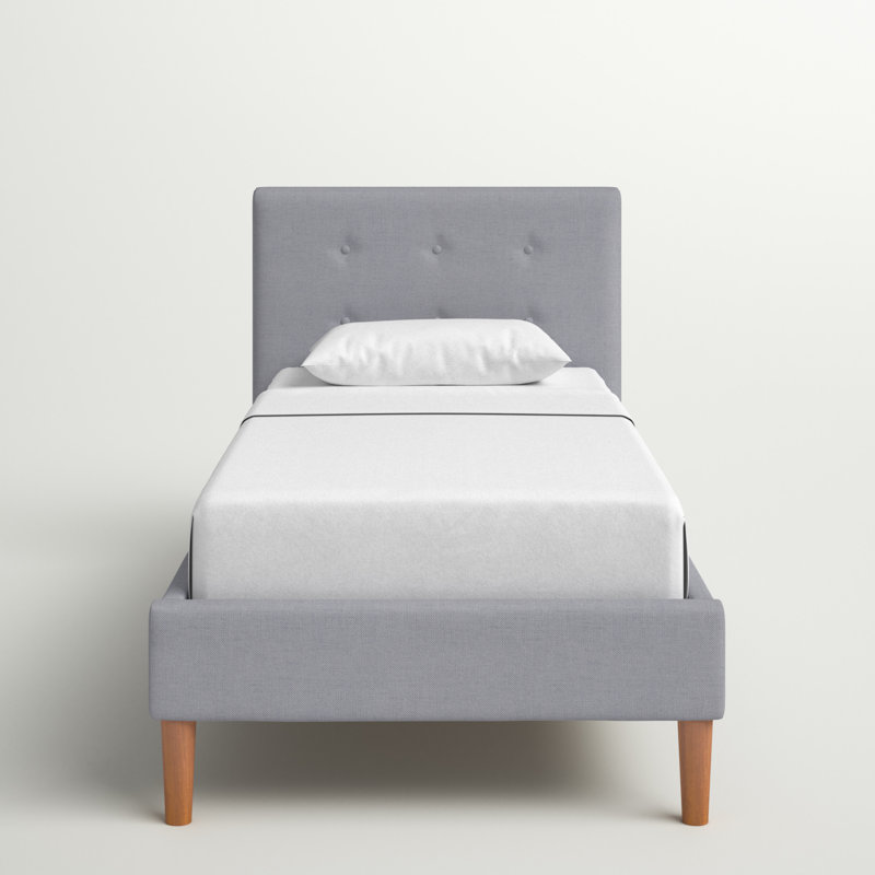 Jessamine Upholstered Bed, No Mattress, Grey, Single (3')
