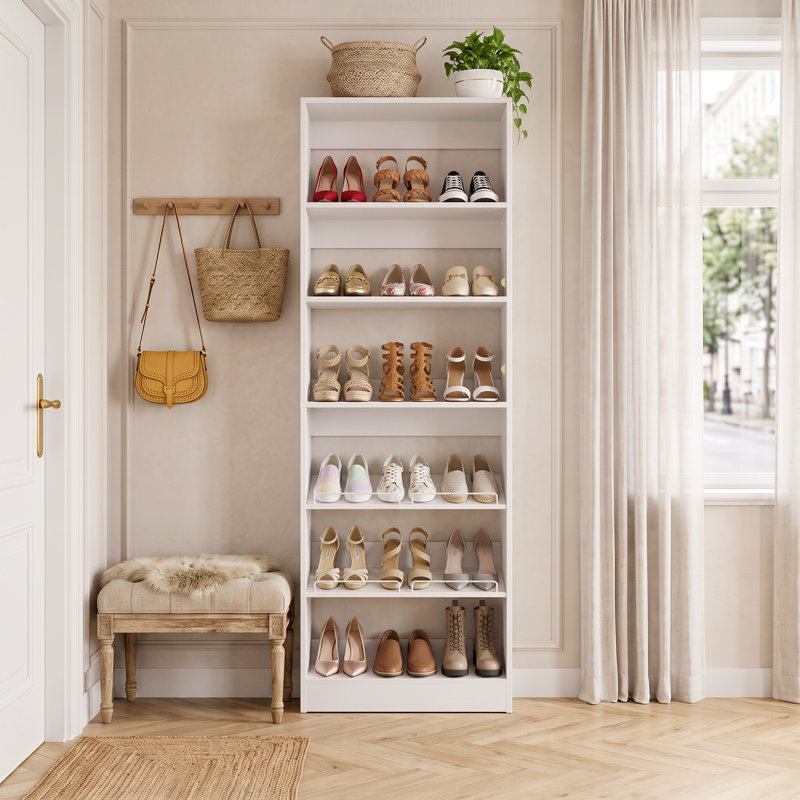 Range-chaussures avec tablettes réglables, Blanc