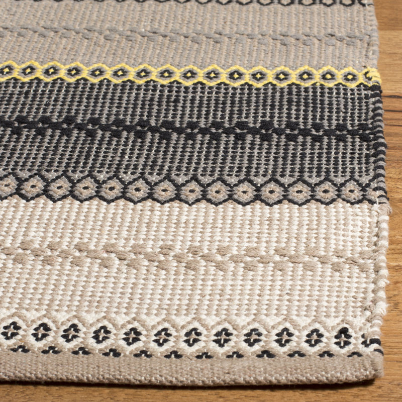 Tapis gris en laine tissé à plat à la main Chiginagak, Rectangle 8 pi x 10 pi