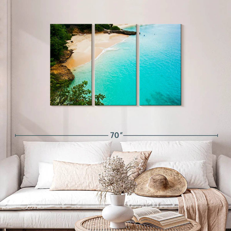 Gillard, plage de sable blanc, Anguilla, H 28 po x l 45 po