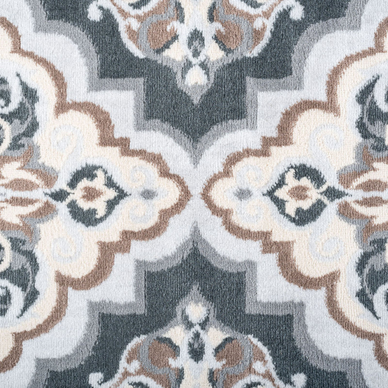 Tapis gris tissé à la machine Tinsman, Rond 5 pi 3 po