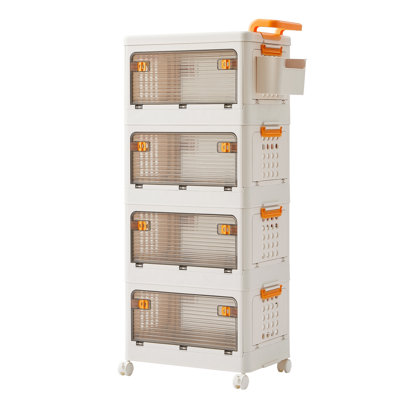 Aarn 4 - Piece Plastic Organizer, Stackable Storage Boxes with Lids Closet Organizer Boxes