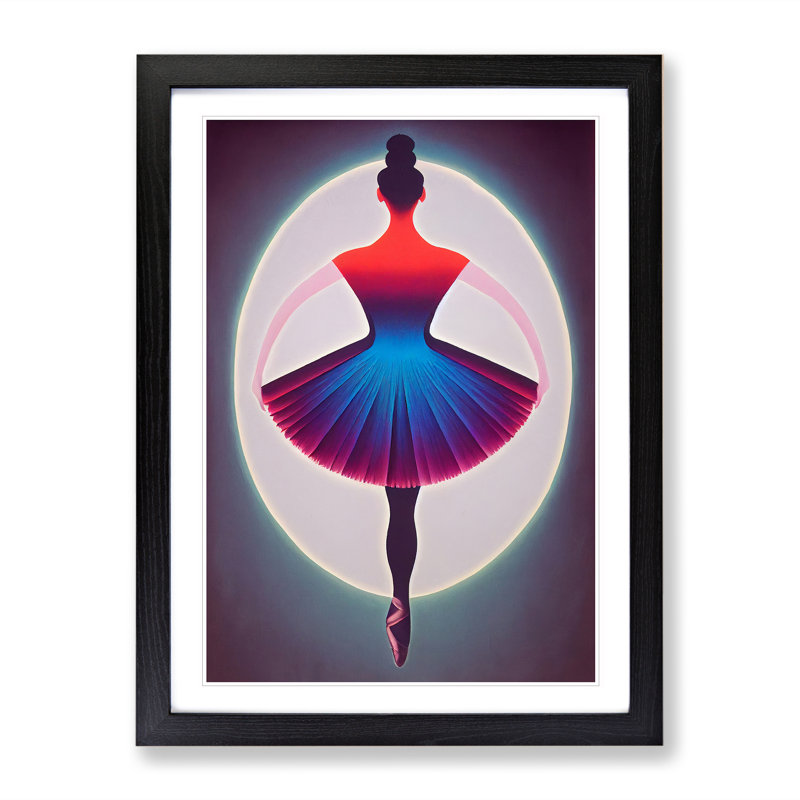 Celebrated Ballerina - Wall Art, Black Framed, 36cm H x 27cm W x 2cm D, White