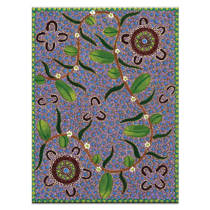Family Picking Bush Bananas by Kathleen Buzzacott - Print on Canvas, 51cm H x 41cm W x 3.8cm D, Wrapped Canvas
