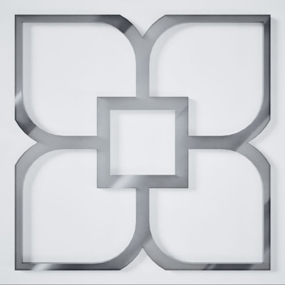Olivia Decorative Fretwork Acrylic Wall Panels, Extra Small, 7 3/8"W x 7 3/8"H x 1/8"T, Silver Mirror
