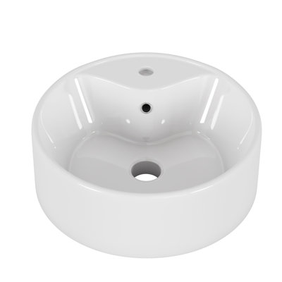 Lavabo vasque rond en céramique Leighton Scandinavian avec surface de nettoyage facile (évier seulement)