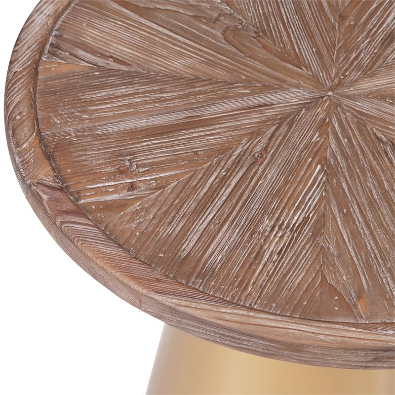 Table de coin contemporaine en pin doré récupéré de 23 po Pembrely Row, 23" H x 19.75" W x 19.75" D