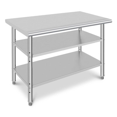 Stainless Steel Table Commercial Work Table,NSF Three Layer Workbench Heavy Duty Prep Worktable