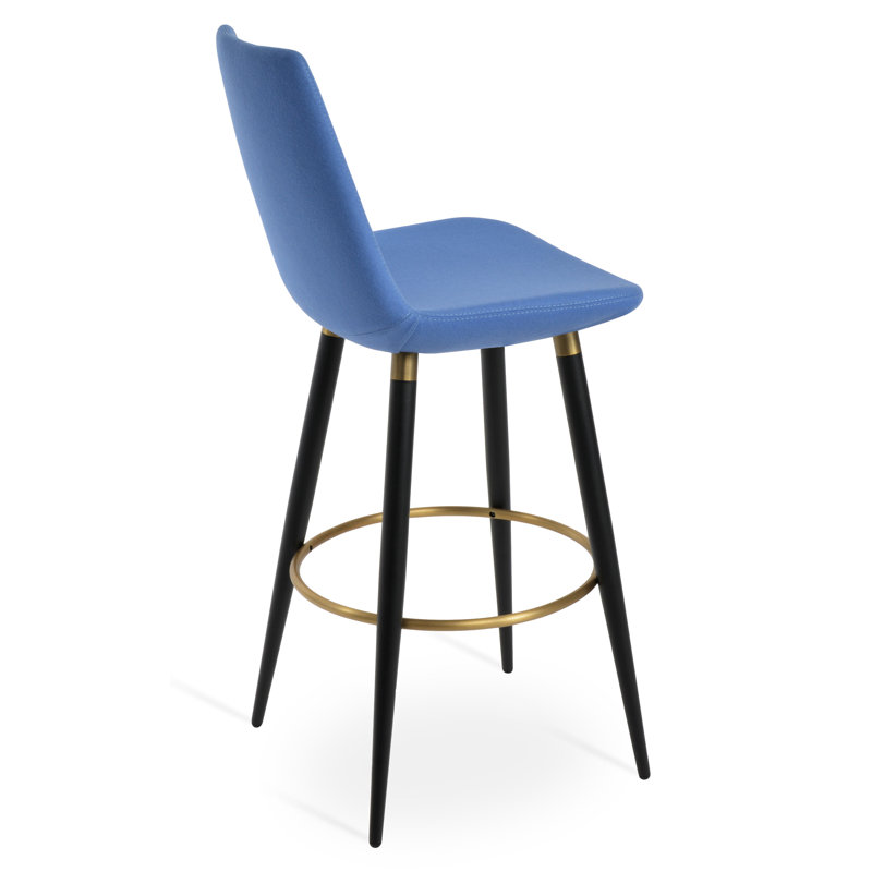 Tabouret de bar et de comptoir Eiffel Ana, Tabouret de comptoir (siège d'une hauteur de 24 p, Noir, Bleu ciel