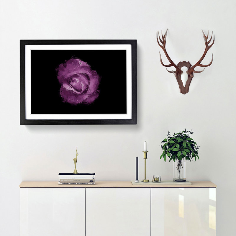 Purple Rose in the Shadows in Abstract - Picture Frame Graphic Art Print, 40cm H x 60cm W x 2cm D, Black
