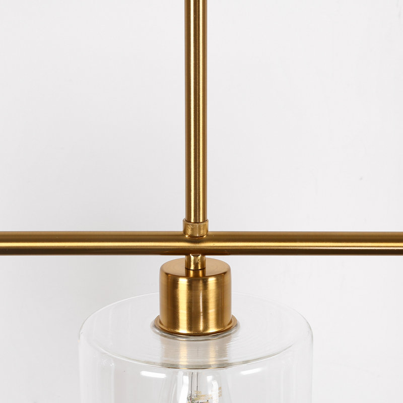 Luminaire suspendu linéaire en verre à intensité variable pour îlot de cuisine de 5,9 po (l) à 3 lumières réglables, Bronze