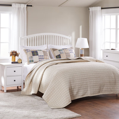 Greenland Home Fashions Oxford Taupe 3-Piece Queen Size Quilt Set 90x90 + 20x26 (2)