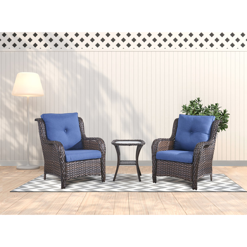Carolina 2 - Person Patio Conversation Set with Cushions, Blue