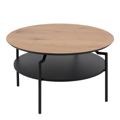 Round Coffee Table with Melamine Top & Black Legs