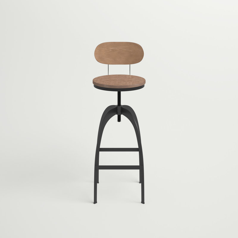 Tabouret de bar à hauteur ajustable Dylann, Noir / brun moyen