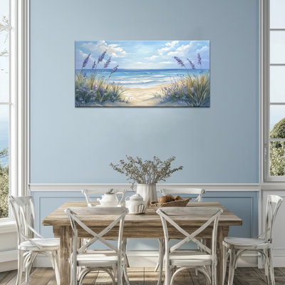 Coastal Wall Art - Beach Pictures Wall Decor, Ocean Wave Canvas Wall Art Prints for Living Room, Summer Seascape Painting Framed for Bedroom, Wrapped Canvas Print, 12×24 inches