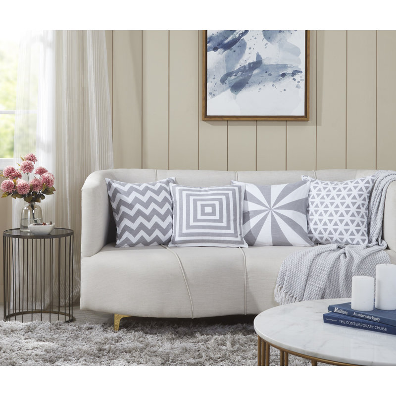 Niell Square Cushion Cover, Grey/White