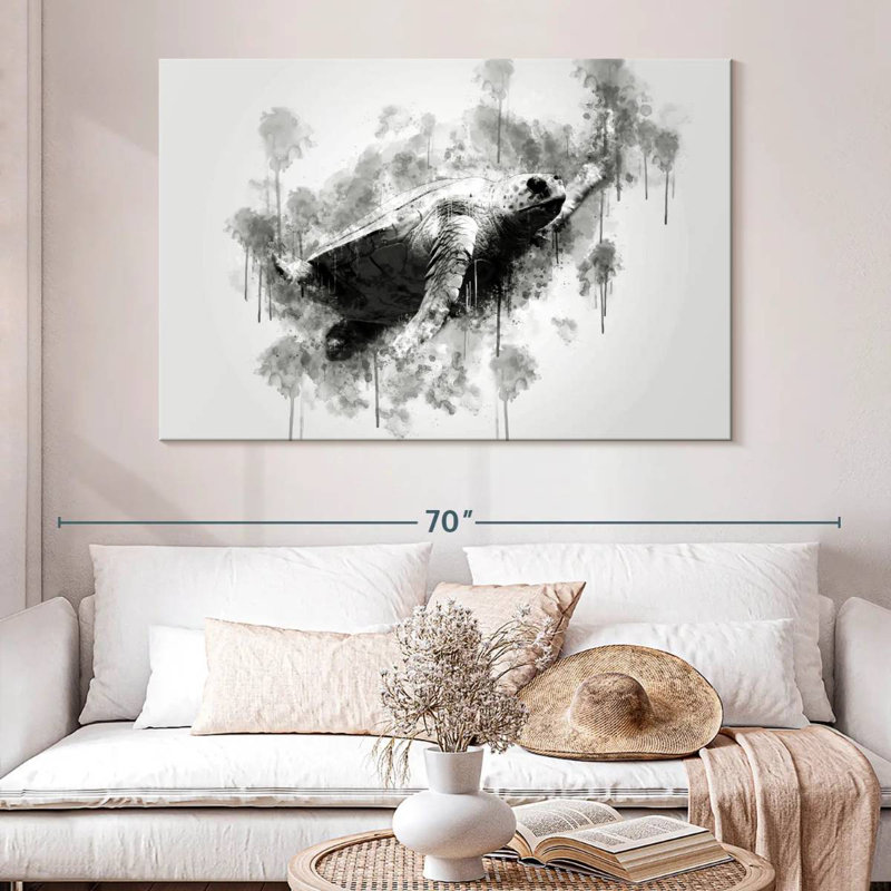 Brampt Sea Turtle Black And White, 34" H x 51" W