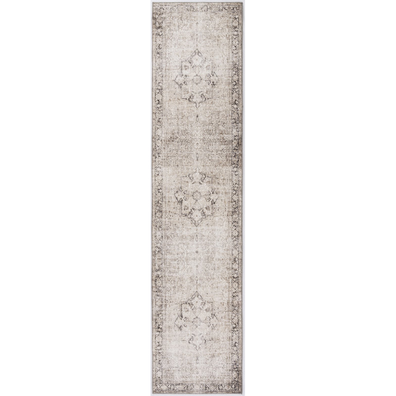 Tapis crème / gris Devendr, Tapis de couloir 2 pi x 5 pi
