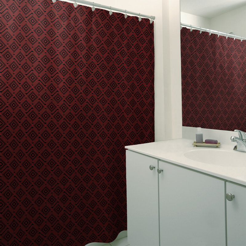 Rideau de douche simple Maze Square, Noir / Rouge