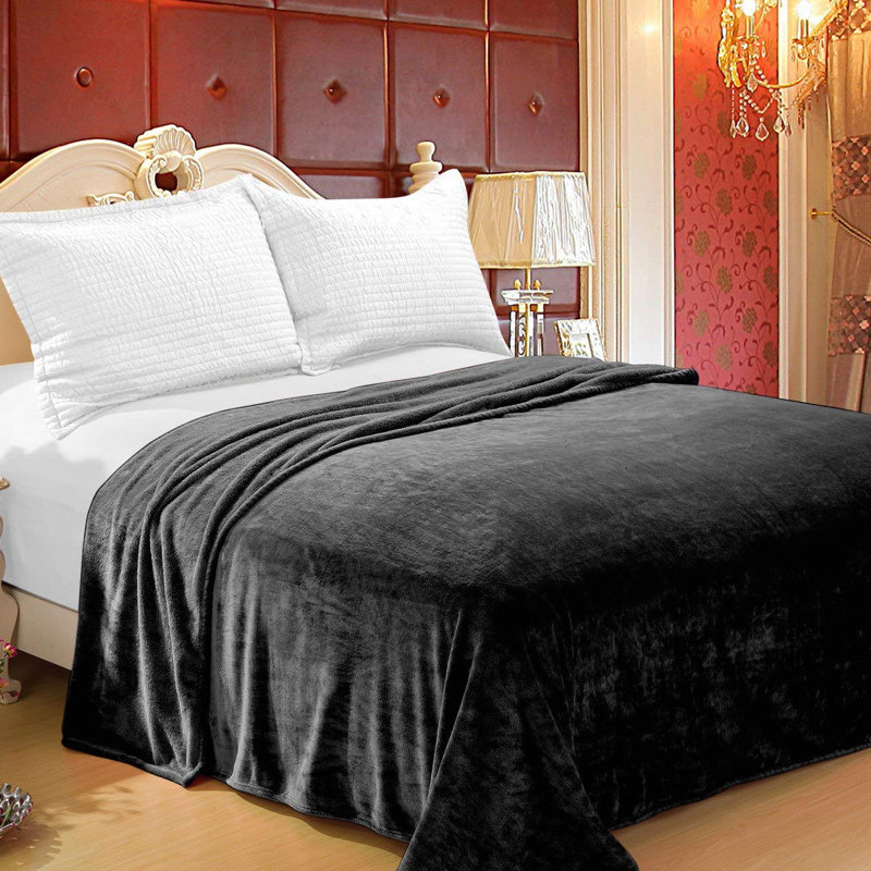  Couverture en flanelle super douce et chaude, Grand, Noir