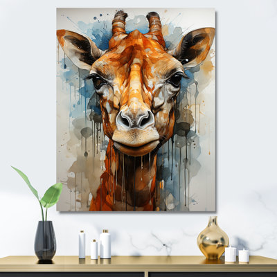 Girafe moderne, portrait sur toile