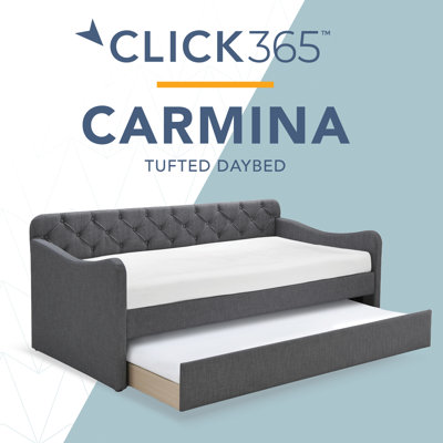 ClickDecor Carmina Upholstered Tufted Daybed Sofa with Roll Out Trundle Guest Bed