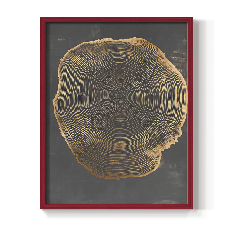 Impression abstraite encadrée XCVI - prête à être accrochée, Rouge, H 29 po x l 23 po