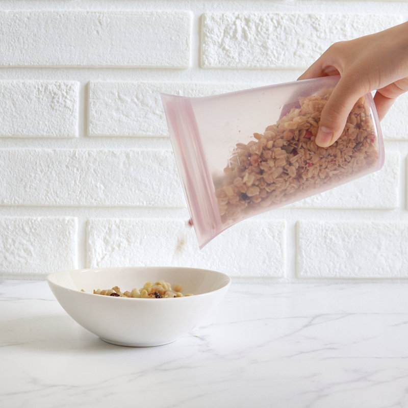 Zip Top Reusable Food Storage Bags | 3 Cup Set [Lavender] | Microwave, Dishwasher and Freezer Safe, Lavender