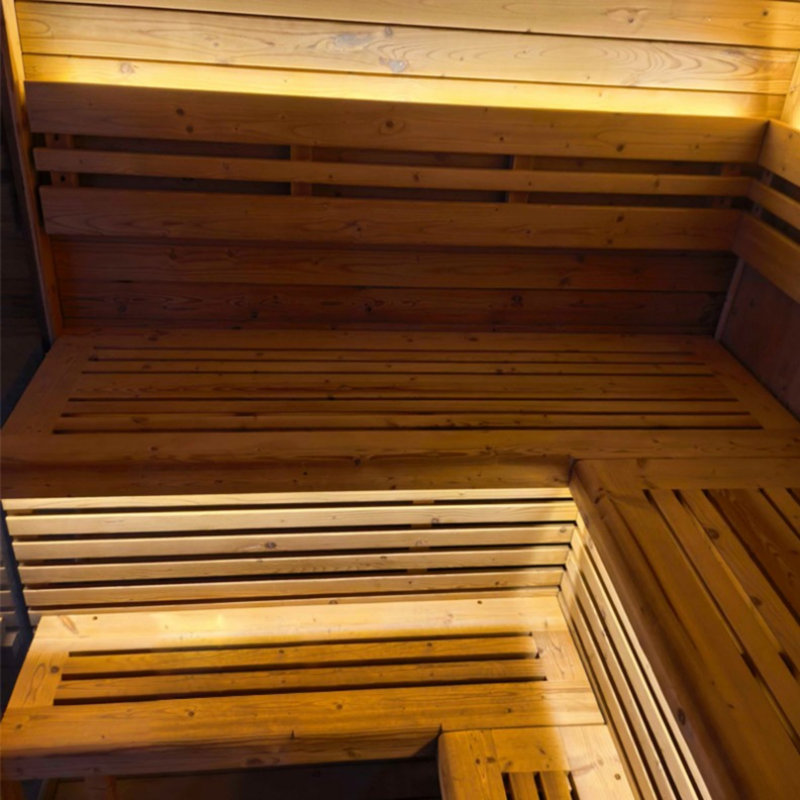 4-6 Person Outdoor Traditional Steam Sauna – Carbonized Spruce, Tinted Glass, Weather-Resistant Shingle Roof For Backyard Spa Relaxation