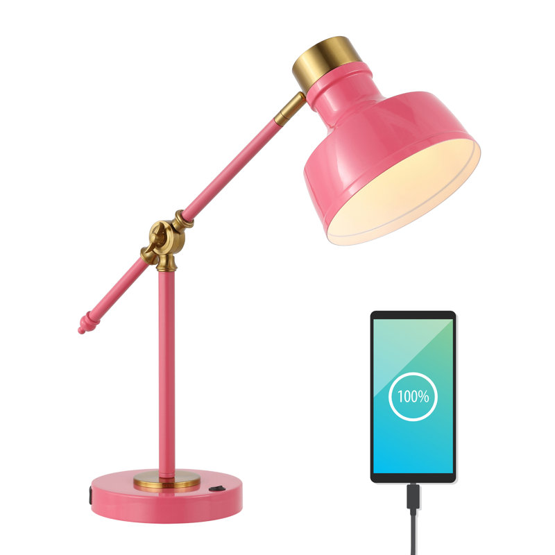 Lampe de bureau Knollwood, Rose / laiton doré, Rose