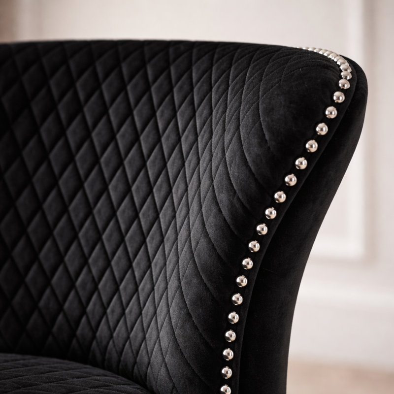 Velvet Upholstered Side Chair, Black