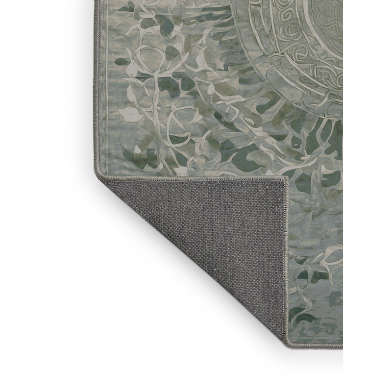 Tapis brun soyeux et moelleux, Rond 5 pi