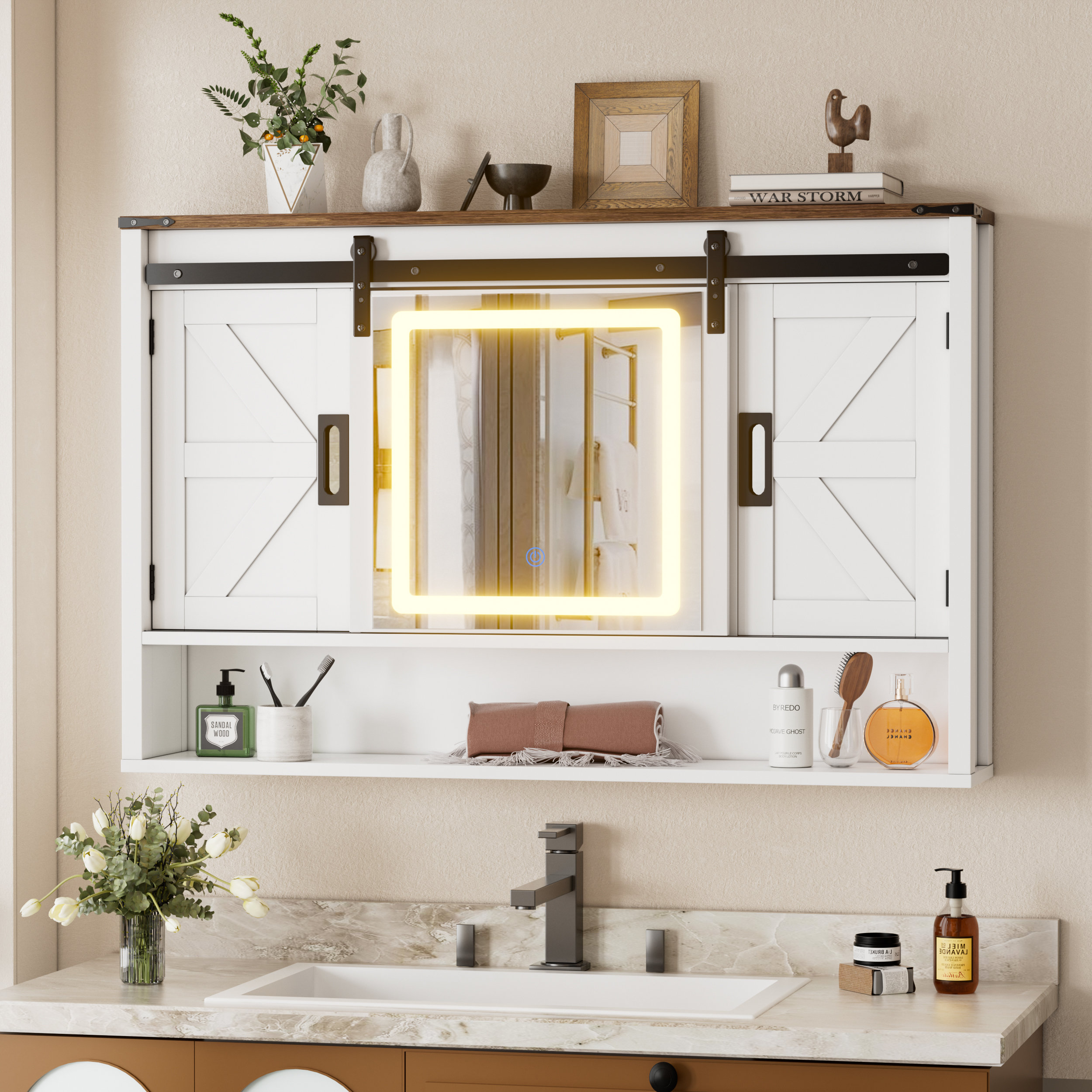 Gracie Oaks Farmhouse Bathroom Mirror Cabinet, Bathroom Medicine ...