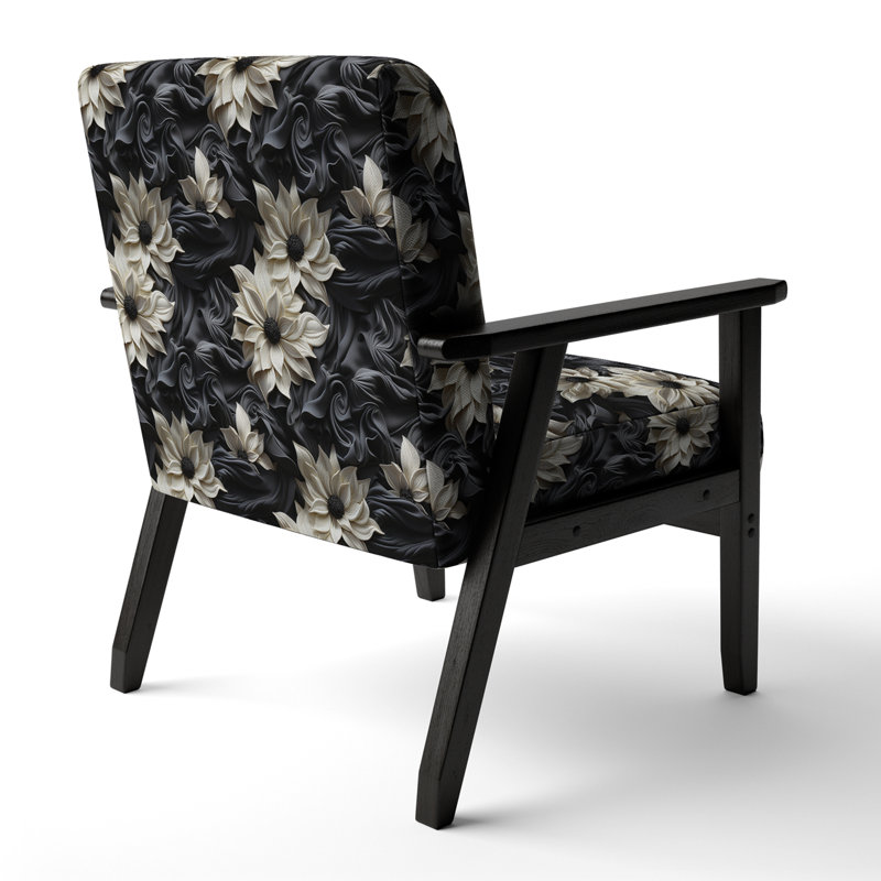 White And Grey Symphony Of Petal Gardens - Upholstered Cottage Accent Arm Chair