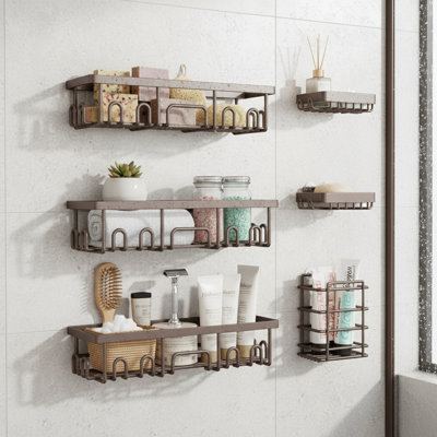 Organisateur de salle de bain mural antirouille avec porte-savon No-Drilling