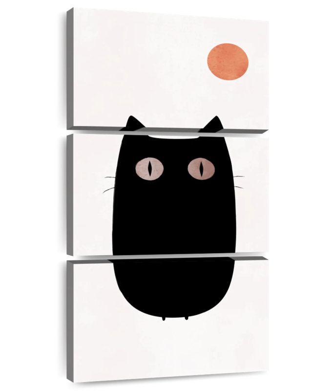 Curieux chat noir, H 27 po x l 12 po