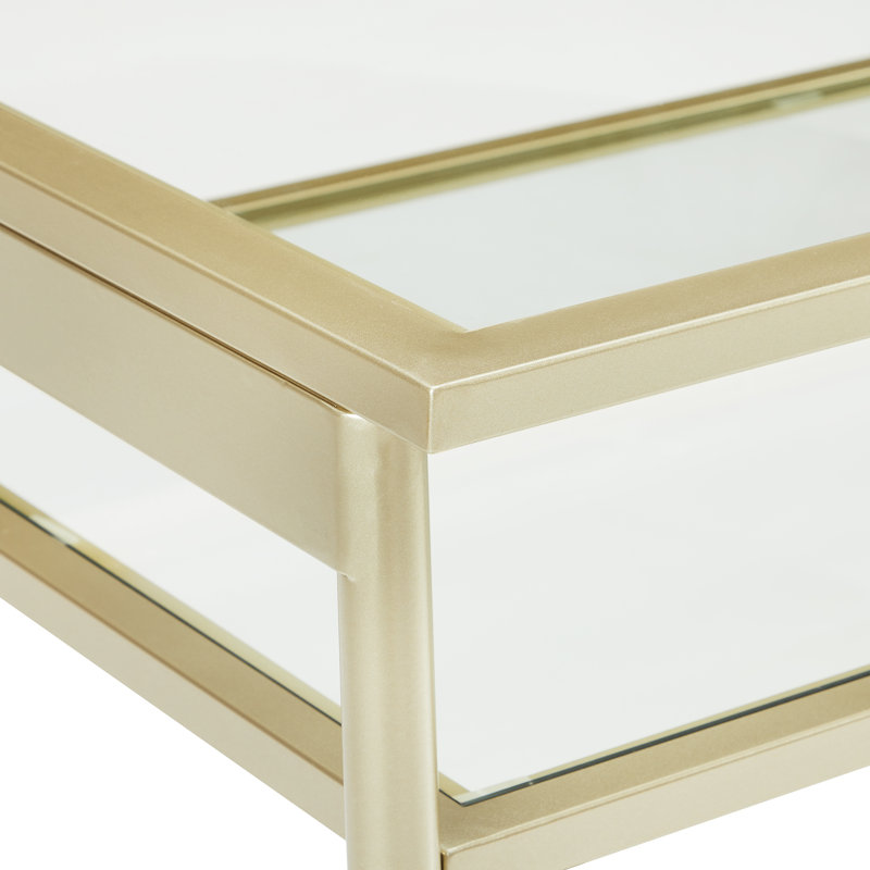 Four Leg Coffee Table with Storage, Gold/Clear