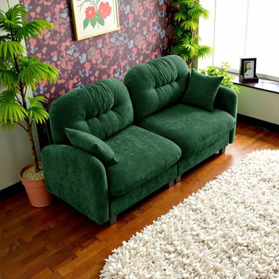 Elegant Green Chenille Loveseat Cloud Sectional Couch – Modular & Ergonomic Design for Cozy Living